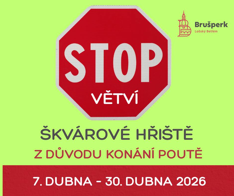 Město informuje občany, že v období od 7. dubna do 30. dubna bude škvárové hřiště uzavřeno pro ukládání bioodpadu (keře, větve apod.).  Důvodem uzavření je příprava a konání poutě.
