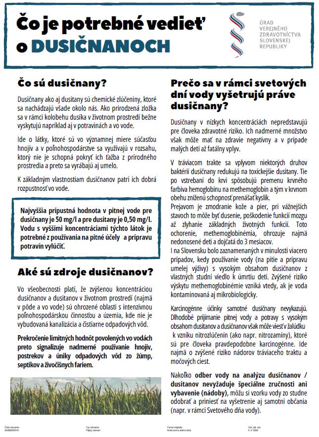Regionálny úrad verejného zdravotníctva so sídlom v Dolnom Kubíne pripravuje dňa 23.03.2026 aktivity ku Svetovému dňu vody.