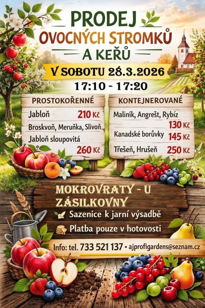 AJ Profigardens s.r.o. nabízí ovocné stromky a keře – vše výhradně od českých pěstitelů.