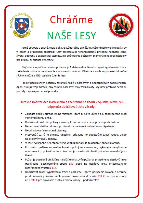 Chráňme spolu naše lesy, aby zostali krásne a bezpečné aj pre budúce generácie.