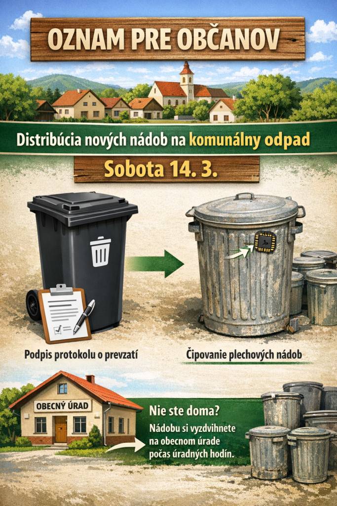 Dôležitý oznam pre občanov – distribúcia nových nádob a čipovanie plechových nádob