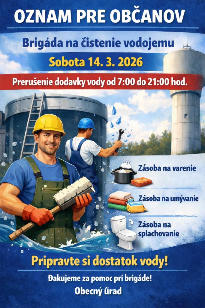 Odstávka vody verejného vodovodu 14.3.2026