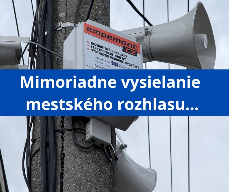 ‼️V pondelok 16.3.2026 prebehne na území celého mesta...  📢...skúška mestského rozhlasu v trvaní (približne) dvoch hodín od 14:00 do 16:00 hod...  🎤Striedavo bude spúšťané: hovorené slovo & hudba...  🫤Mimoriadne vysielanie sa vykonáva z dôvodu pretrvávajúcich problémov s kvalitou vysielania ako je rušenie, nízka hlasitosť a pod...   🙏Ďakujem za strpenie...