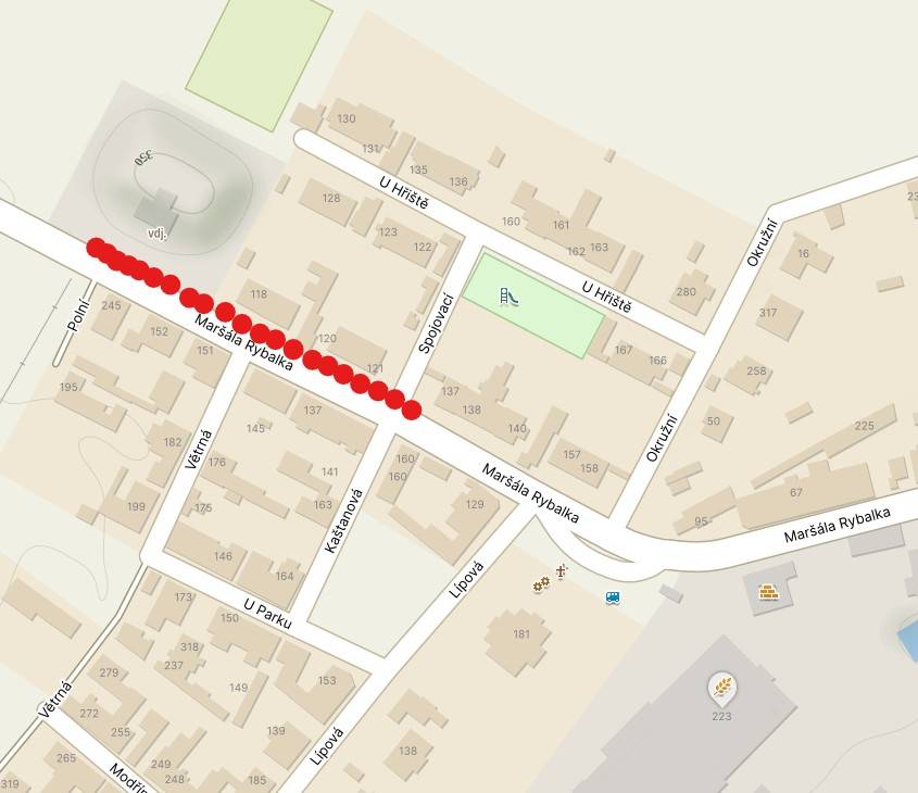 Omezení parkování- pondělí 16.3. od cca 8 hodin do středy 18.3. v ulici Maršála Rybalka.