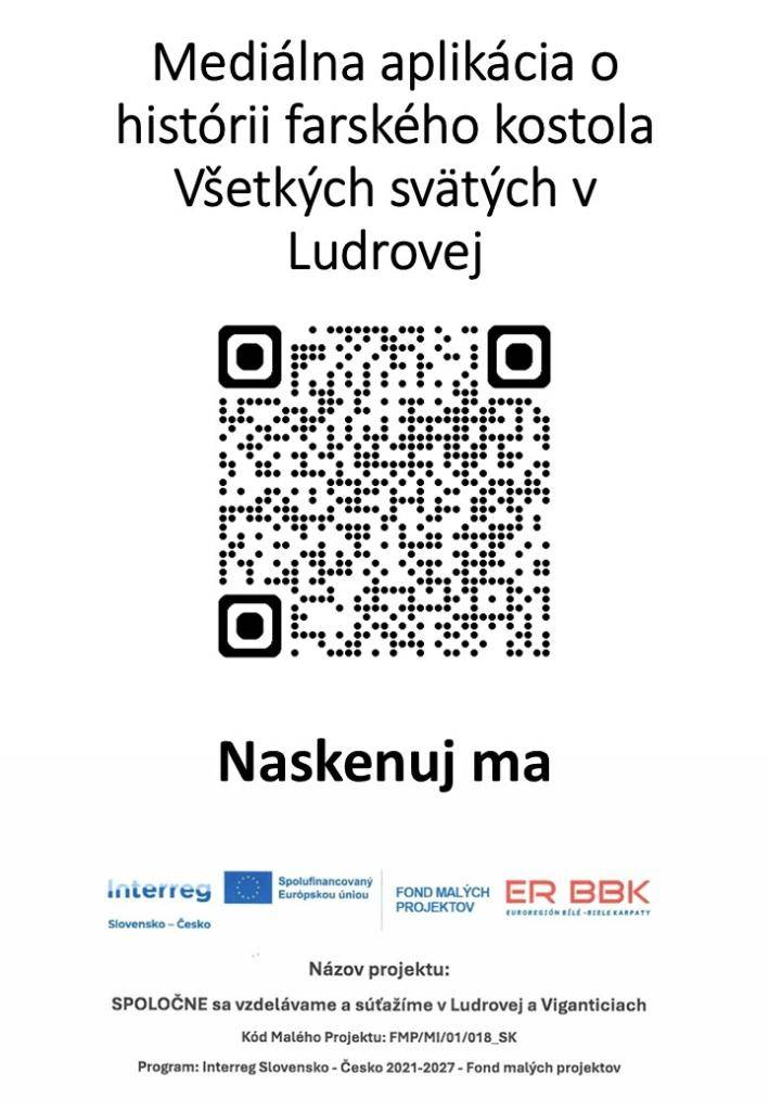 QR kód o histórii farského kostola Všetkých svätých v Ludrovej