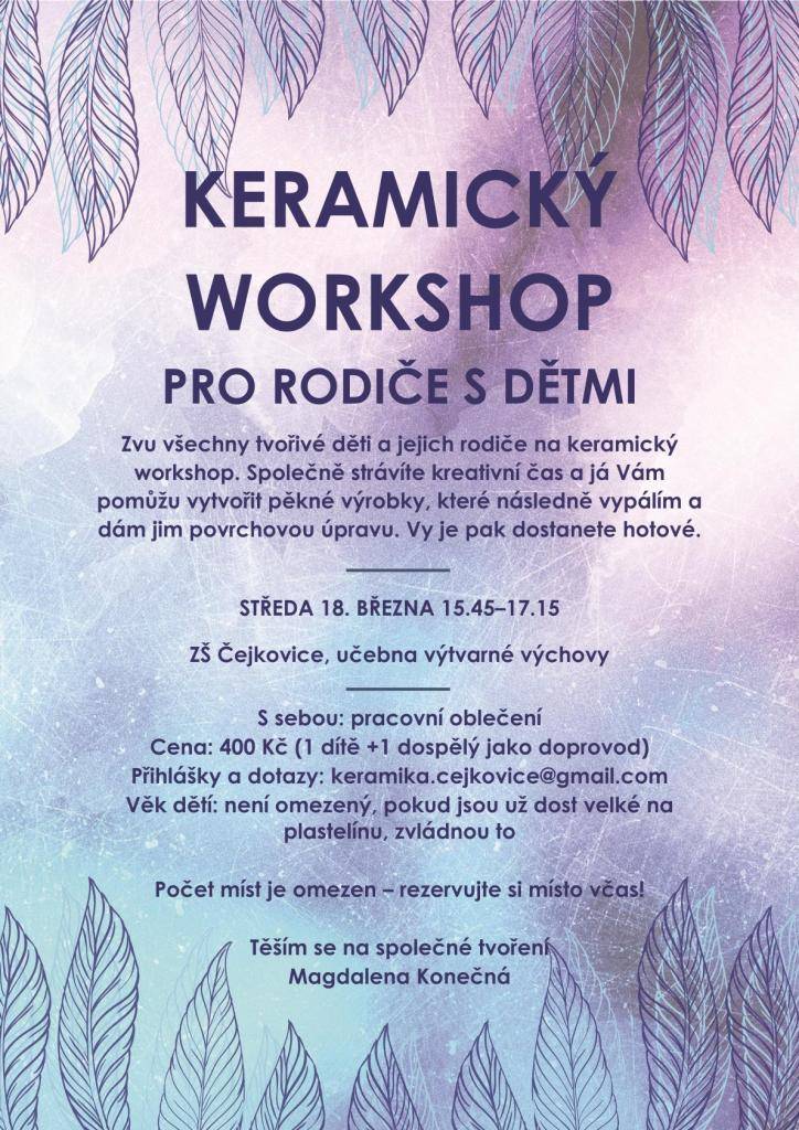 Kdy: středa 18.3.2026 15:45 - 17:15  Kde: ZŠ Čejkovice