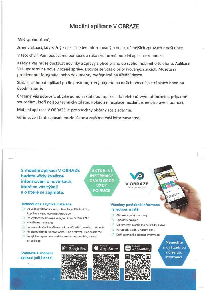 S mobilní aplikací V Obraze budete vždy kvalitně  informováni o novinkách, které se vás týkají a o které se zajímáte. STÁHNĚTE SI APLIKACI JEŠTĚ DNES.