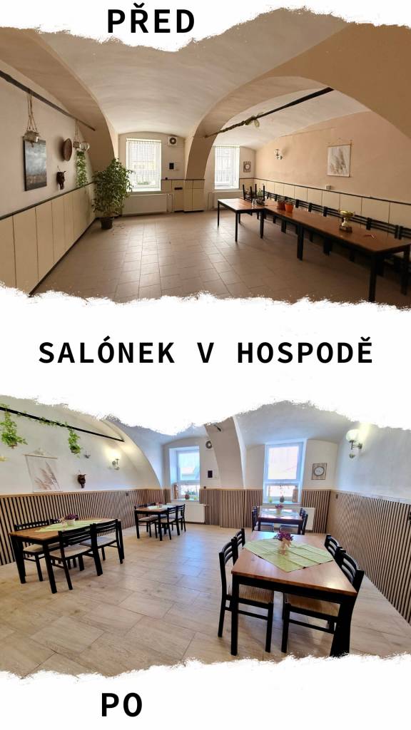 S radostí vám představujeme povedenou rekonstrukci salónku v naší obecní hospodě.