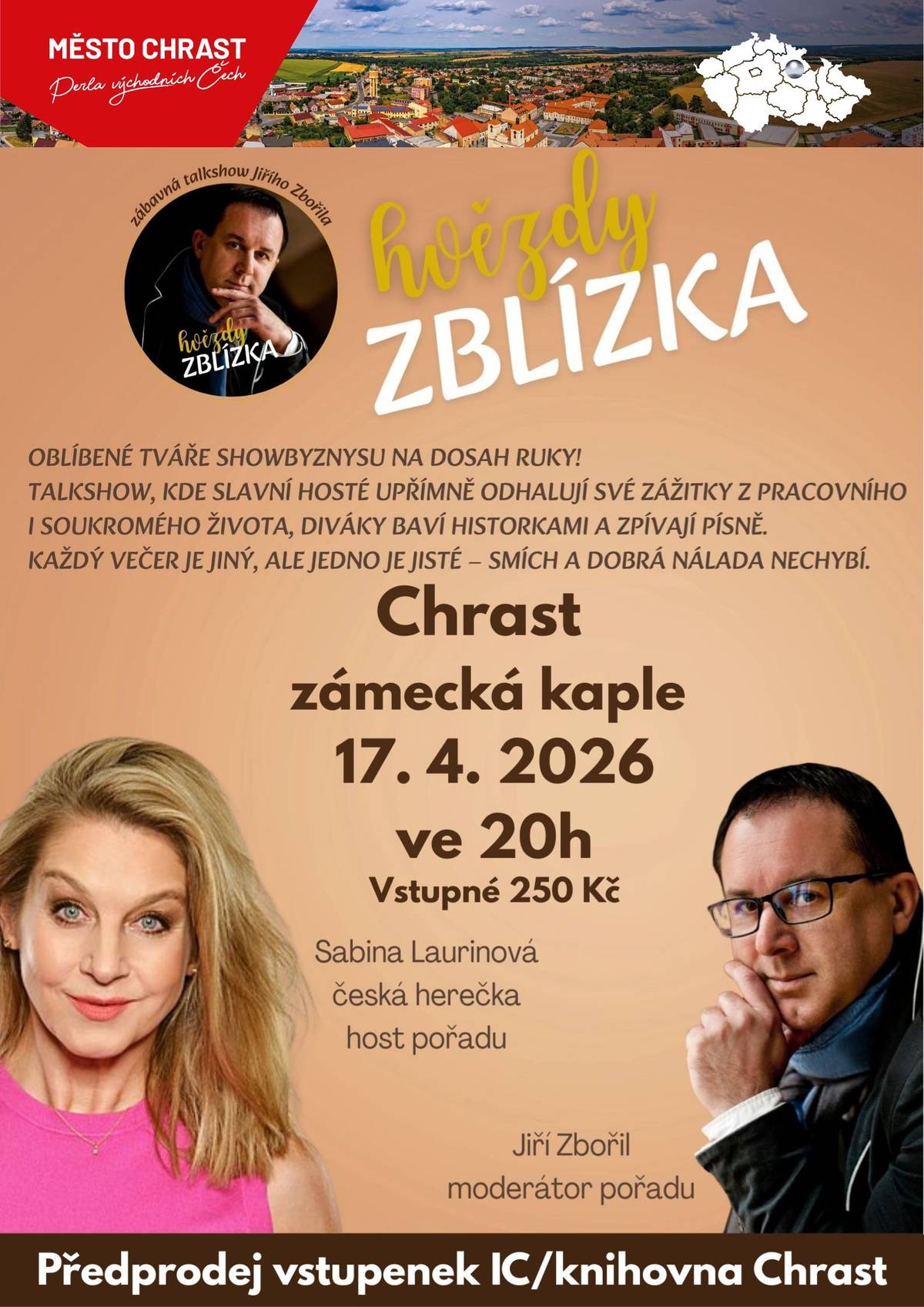Jarní setkávání se známými osobnostmi pokračuje. 👏 V Městské knihovně Chrast probíhá předprodej na koncert s Jaroslavem Svěceným na 9. dubna, v květnu přijede pokračovat ve šmátrání v paměti Josef Dvořák a nově se můžeme těšit 17. dubna od 20 hodin na Sabinu Laurinovou! 🤩 Předprodej vstupenek opět v městské knihovně/IC.