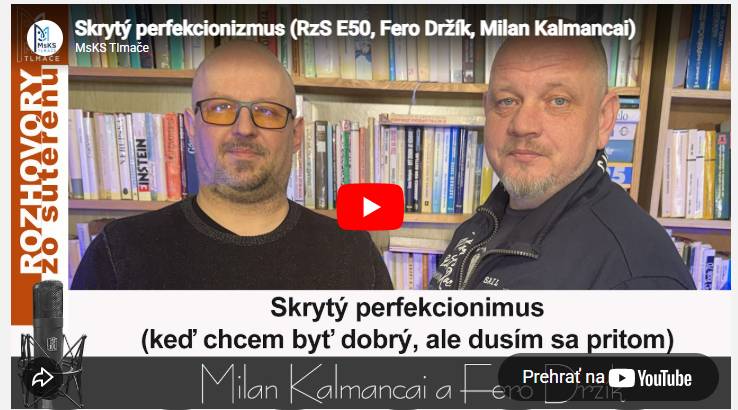 Poznáte ten pocit, keď sa snažíte všetko urobiť dokonale… Keď si kladiete vysoké nároky, stále niečo opravujete, premýšľate, či ste urobili dosť – a pritom máte pocit, že by ste mali byť ešte lepší? V najnovšej epizóde sa rozprávame o skrytom perfekcionizme. O tom nenápadnom vnútornom tlaku, ktorý často nevidia ani ľudia okolo nás – ale my ho cítime každý deň. Prečo máme pocit, že nikdy nie sme dosť dobrí? Prečo nás vlastné očakávania dokážu tak vyčerpať? A dá sa z tohto kolotoča vystúpiť bez toho, aby sme prestali robiť veci dobre? Ak ste sa niekedy pristihli pri tom, že robíte viac, než je potrebné… alebo že si svoje úspechy neviete poriadne vychutnať, možno sa v tejto epizóde nájdete. Vypočujte si novú časť podcastu ROZHOVORY ZO SUTERÉNU a nahliadnite spolu s Milan Kalmancai a Fero Držík Držík do sveta, kde dokonalosť často býva len veľmi dobre ukrytý tlak. Možno zistíte, že v tom nie ste sami.    https://mskstlmace.sk/skryty-perfekcionizmus-rzs-e50-fero-drzik-milan-kalmancai/