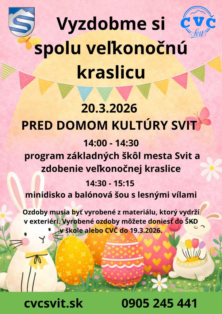 Pozývame vás na milé jarné podujatie pre deti, rodiny aj všetkých, ktorí majú radi veľkonočné tradície.
