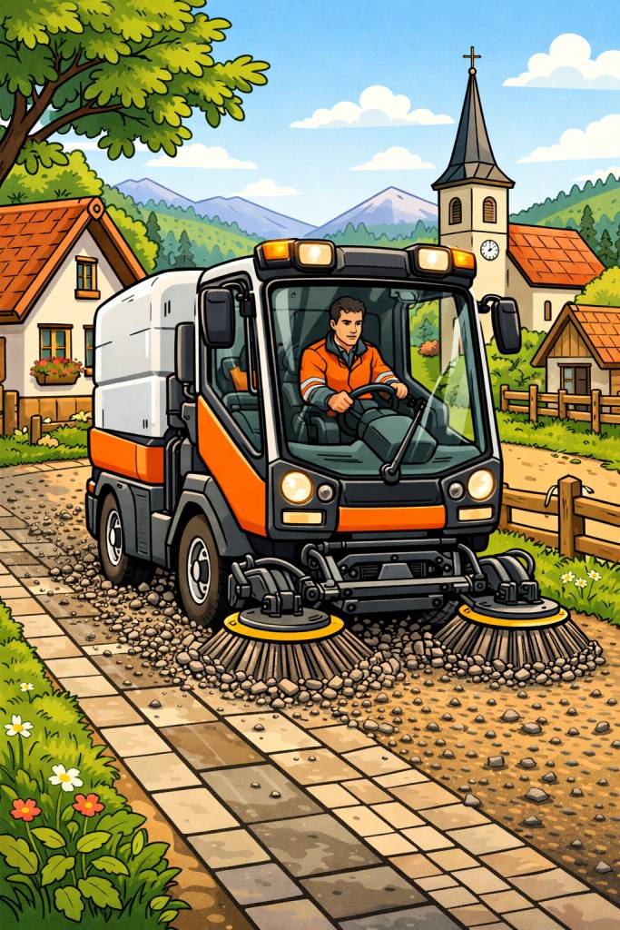 Čistenie chodníkov a miestnych komunikácií v obci.