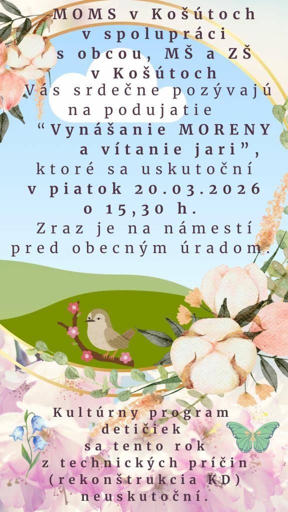 20.03.2026 o 15:30 hod.  Zraz na námestí pred obecným úradom