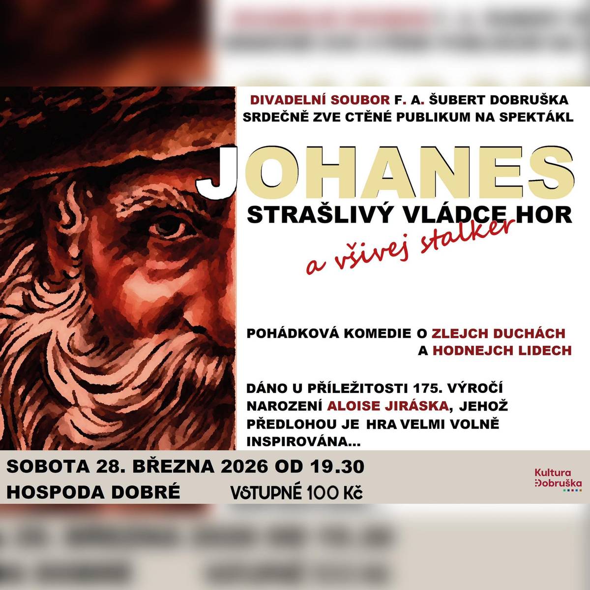 v sobotu 28. března 2026 od 19:30  v Hospůdce v Dobrém Tešíme se na Vás!