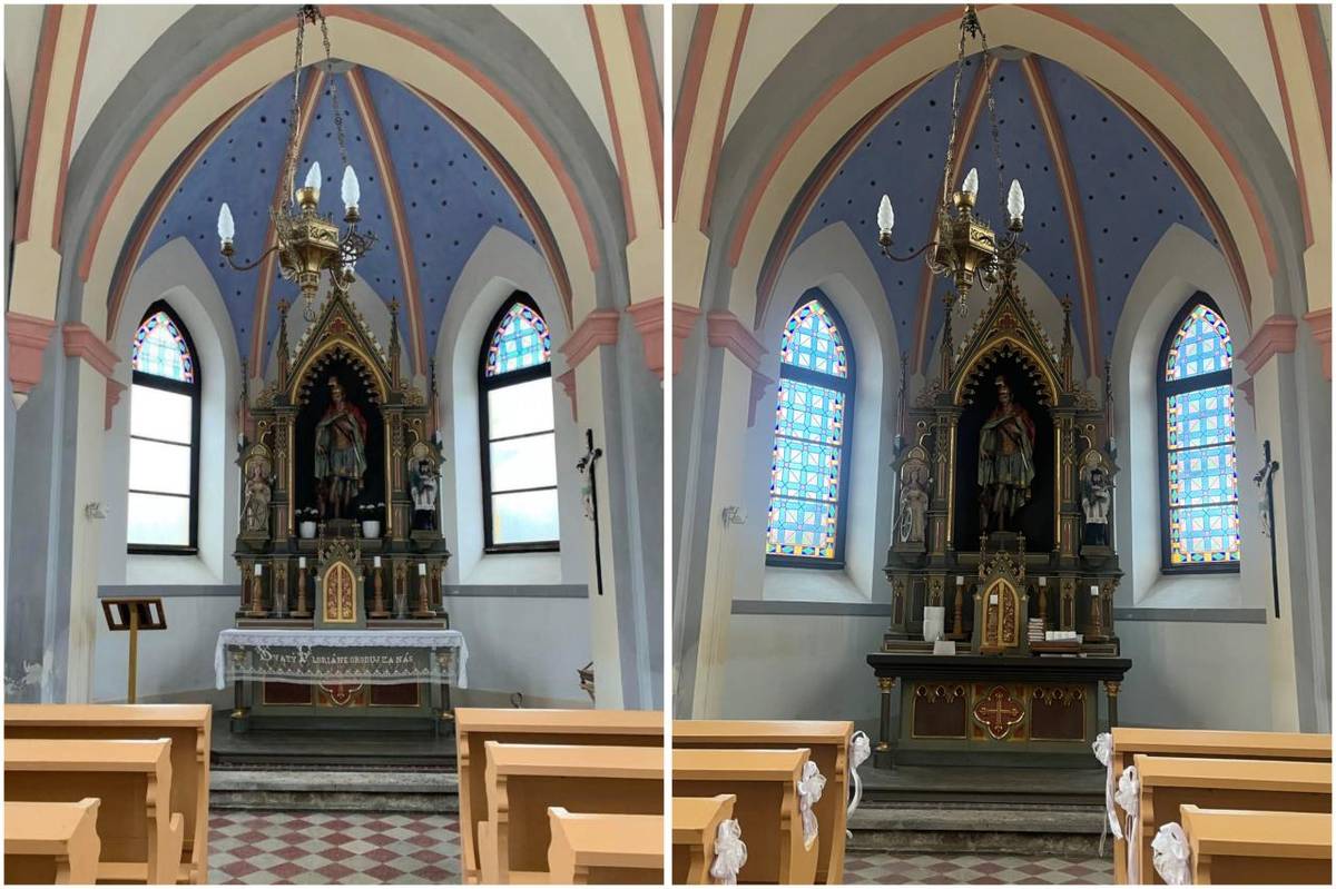 Po letech se Kaple sv. Floriána dočkala nových vitráží v části presbytáře.