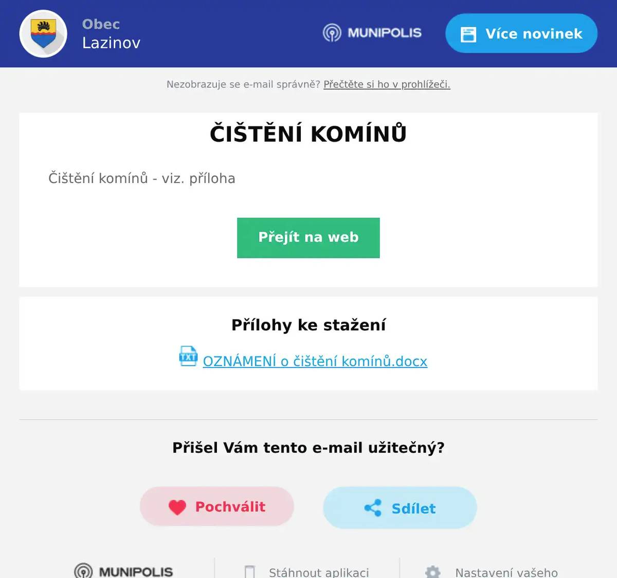 Čištění komínů - viz. příloha