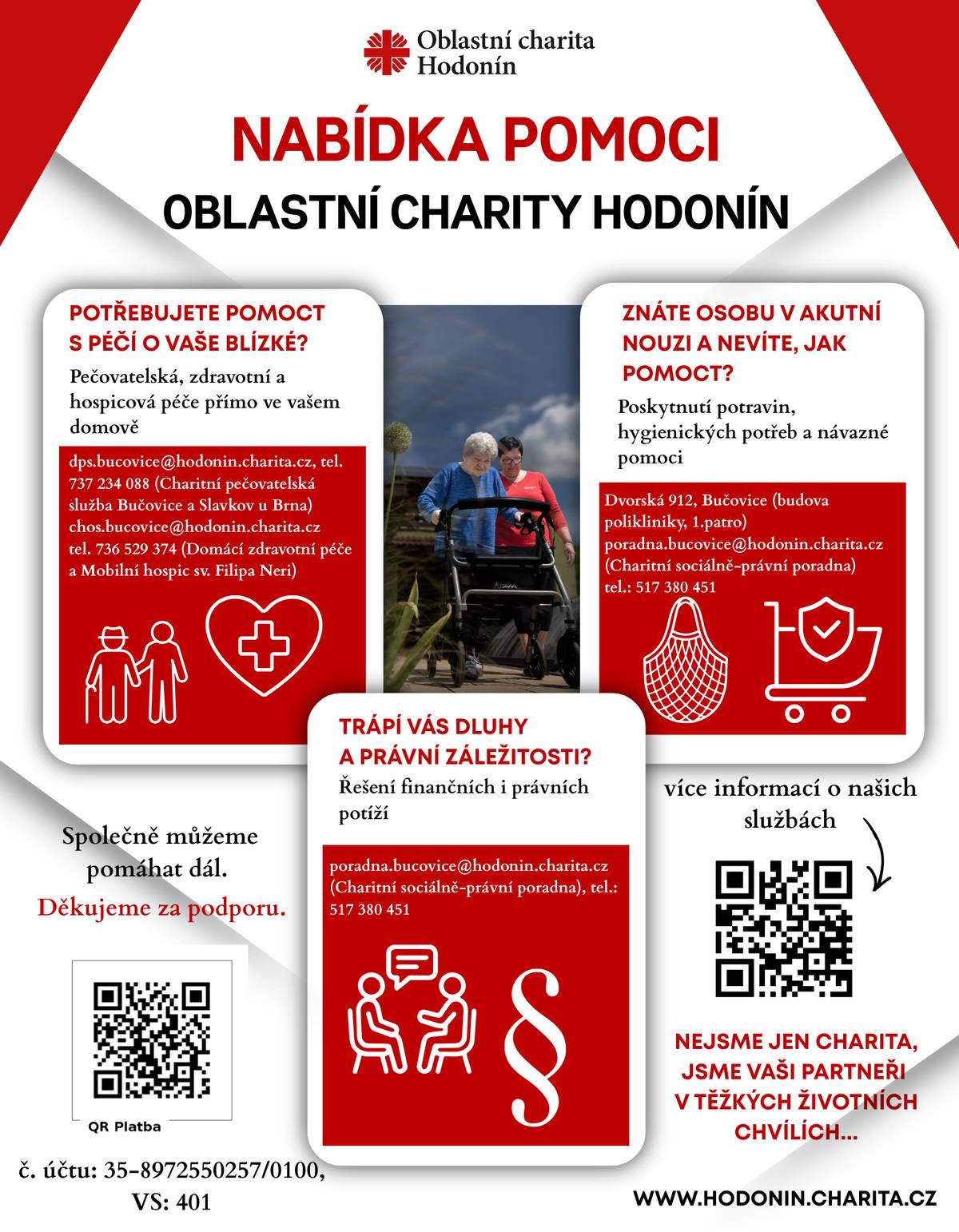 Potřebujete pomoc s péčí o blízké, ocitli jste se v akutní nouzi nebo řešíte finanční či právní potíže? Nejste na to sami. ❤️ Oblastní charita Hodonín je tu pro vás a nabízí podporu v těchto náročných životních situacích. Neváhejte se obrátit na odborníky, kteří vám pomohou najít řešení.