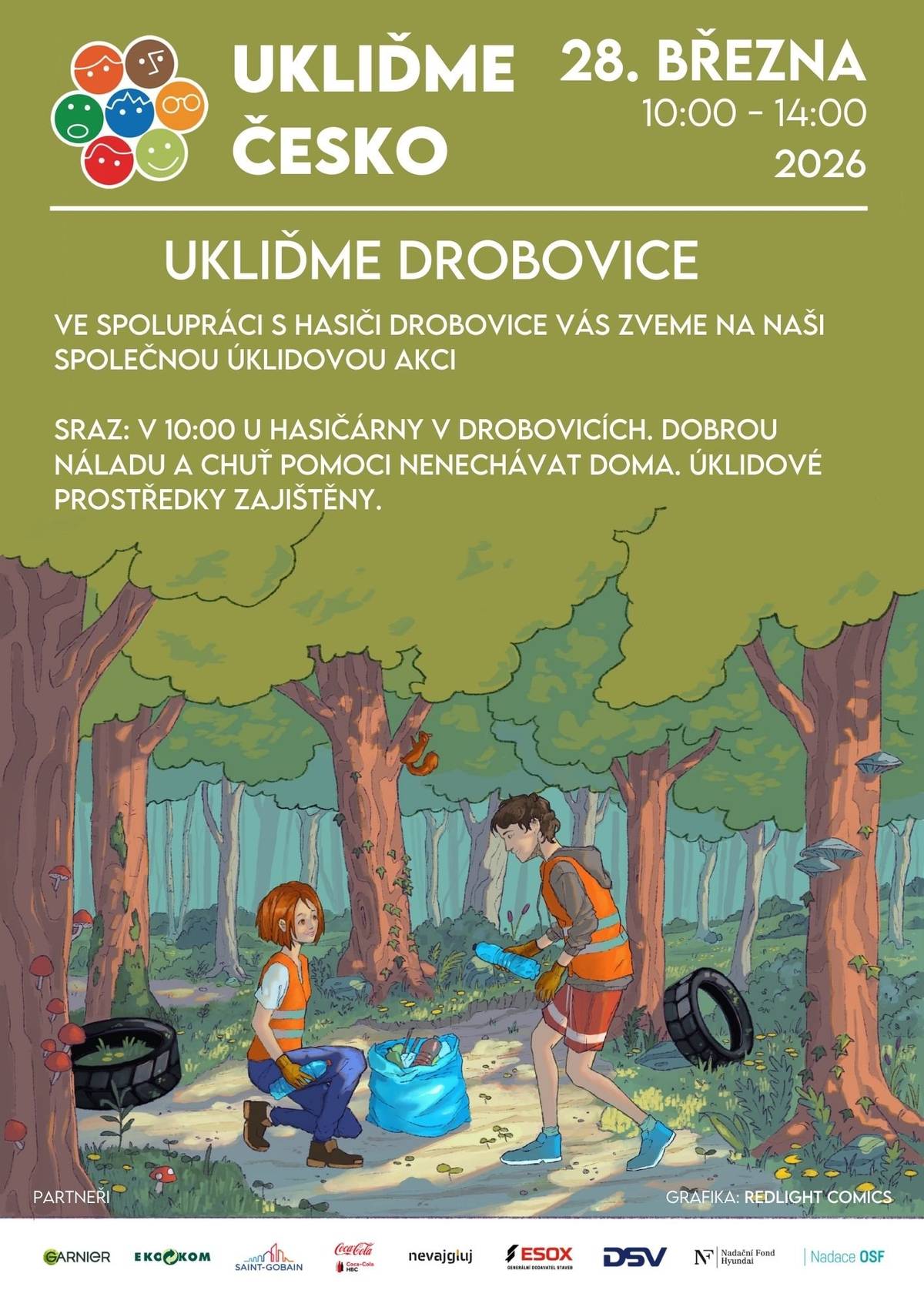 Pozvání na celostátní úklidovou akci 28. 3. 2026, které se účastní i naše obec. Přijďte nám pomoci uklidit naší obec. Rukavice a pytle jsou zajištěny.