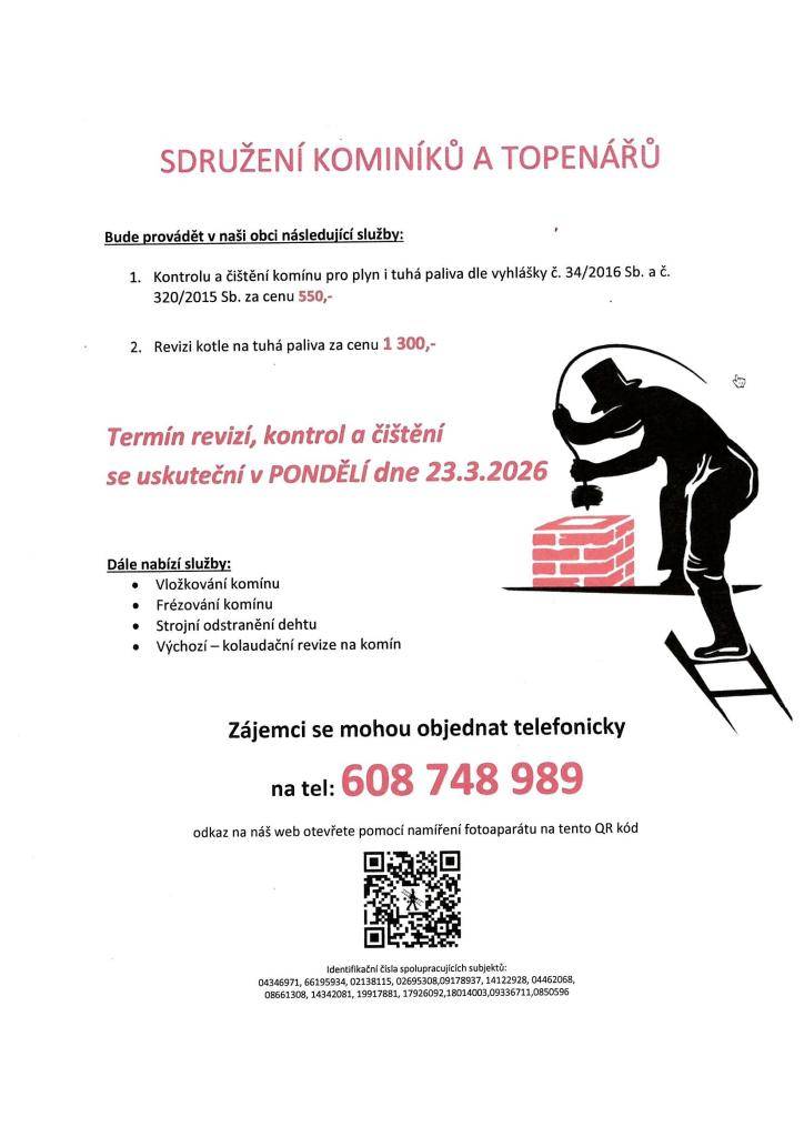 kontrola a čištění komínů, revize komínů