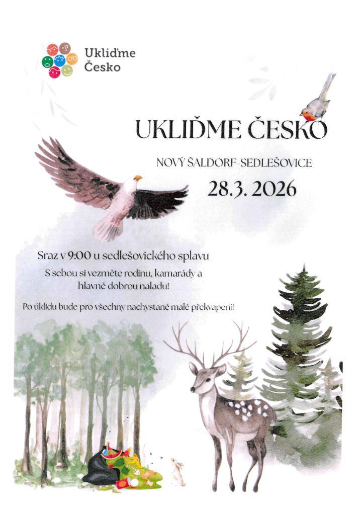 Naše obec Nový Šaldorf-Sedlešovice se letos zapojí do celorepublikové akce Ukliďme Česko, která se uskuteční dne 28.03.2026
