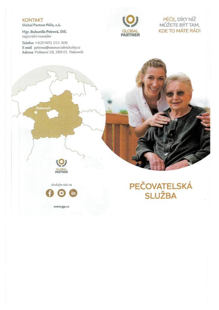Global Partner Péče, z.ú. poskytuje široké spektrum sociálních služeb. Mgr. Bohumila Petrová, DiS., regionální manažerka, je k dispozici pro veškeré dotazy a informace.
