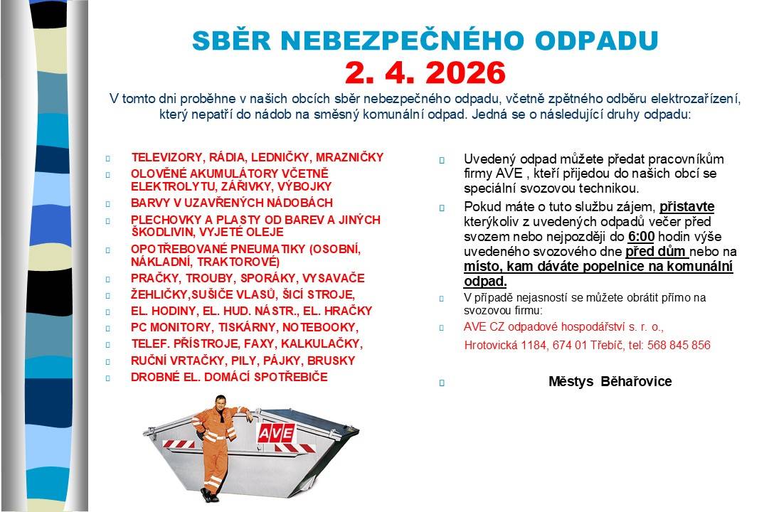 svoz nebezpečného odpadu -2.4.2026