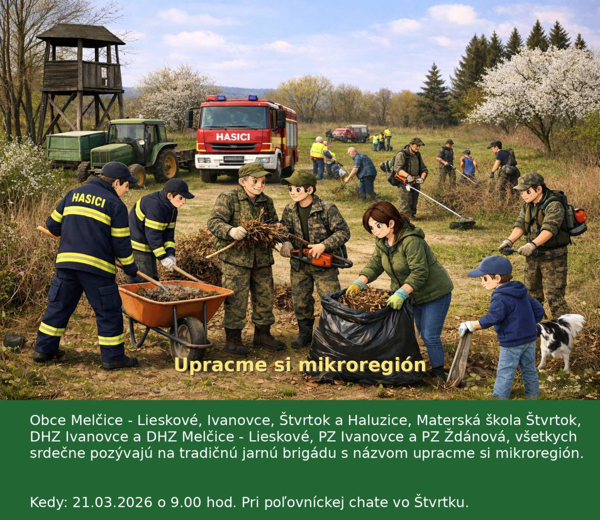 Jarná brigáda v sobotu 21.03.2026 o 9.00 pri poľovníckej chate