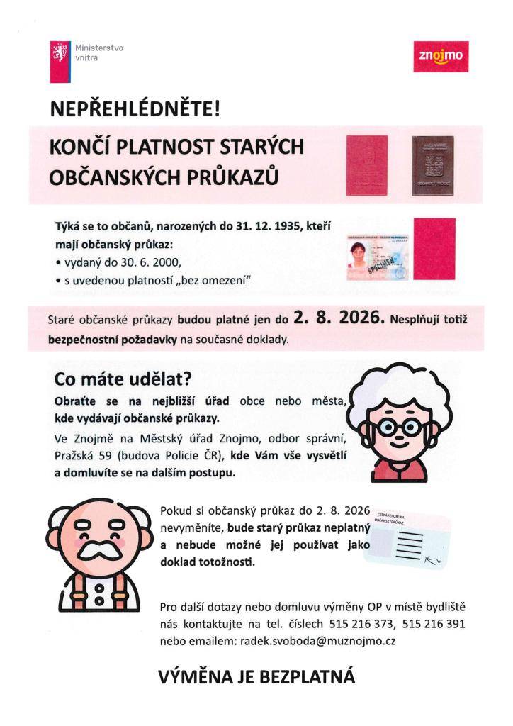 Končí platnost starých občanských průkazů - staré občanské průkazy budou platné jen do 02.08.2026