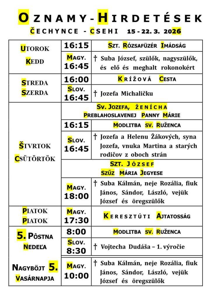 omšový poriadok - miserend