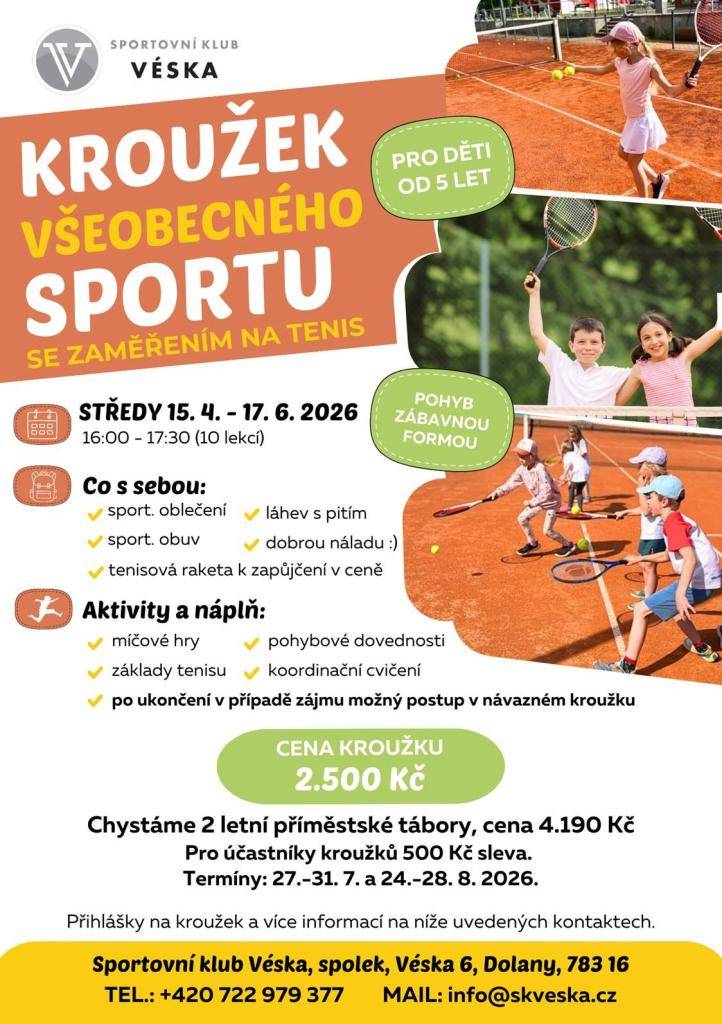 Kroužek všeobecného sportu. Středy od 15.4. - 17.6.2026.