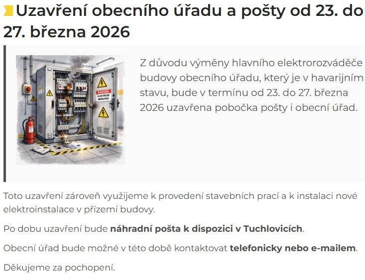 uzavření pošty a obecního úřadu