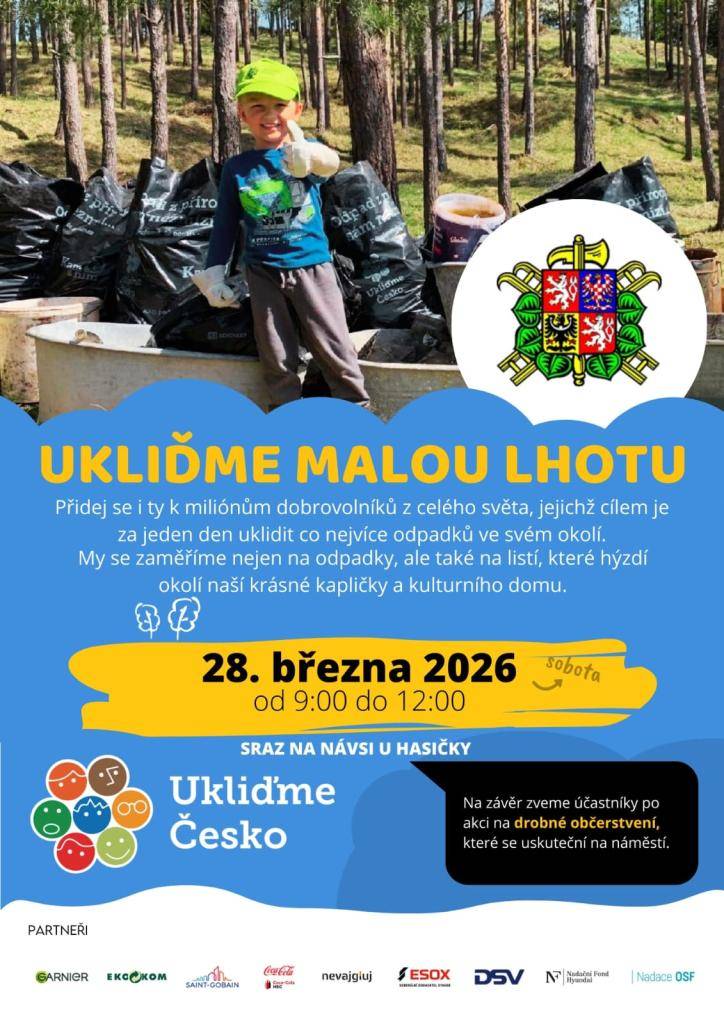SDH a OÚ Malá Lhota pořádají v sobotu 28. března  brigádu na úklid návsi a okolí KD. Každý, kdo má volný čas, sílu a zájem se zapojit, je vítán. Sraz v 9:00 hod. na návsi.