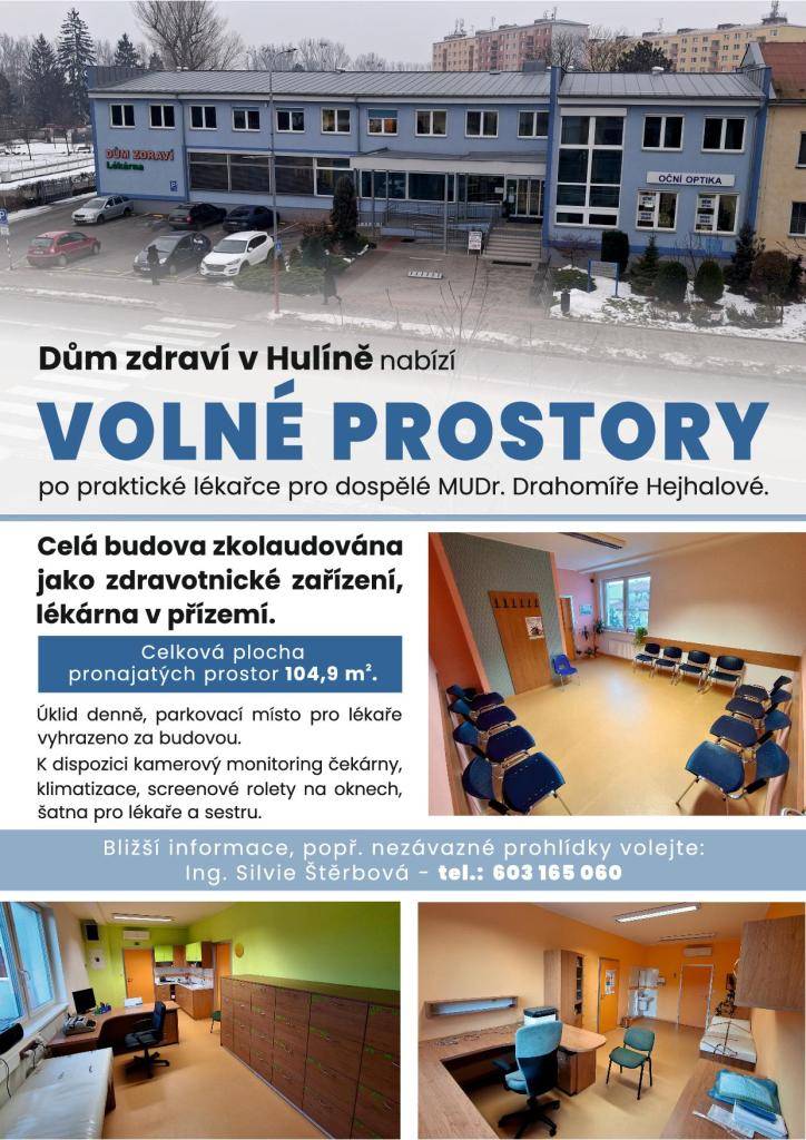 Bližší informace, popř.nezávazné prohlídky - volejte Ing.Silvie Štěrbová - tel. 603 165 060