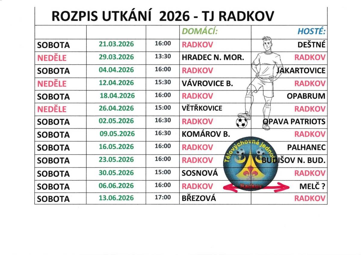 Přijďte podpořit naše hráče.