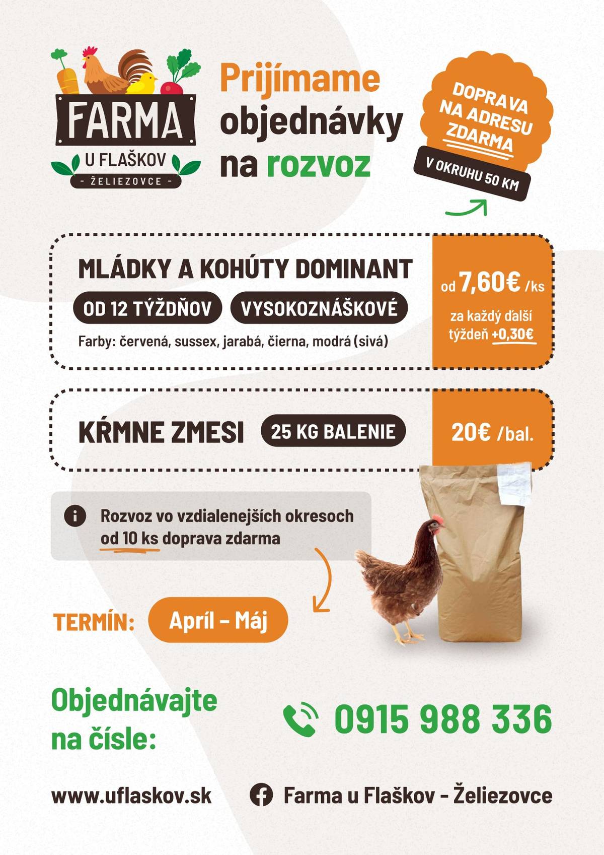 Objednávky na rozvoz mládok