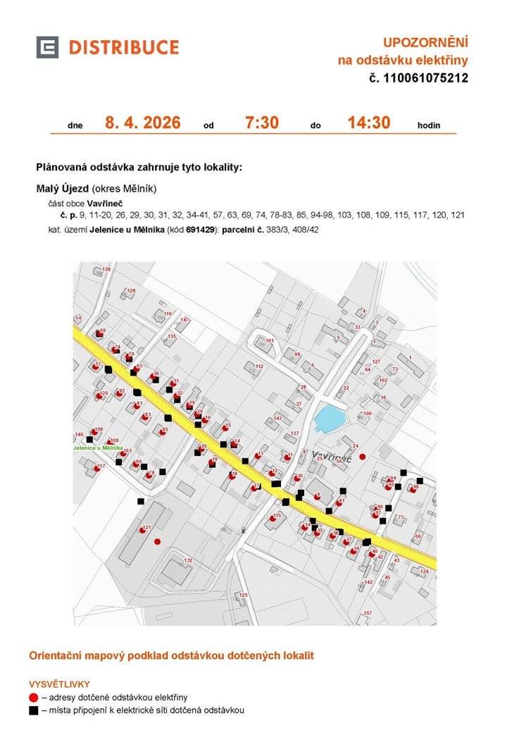 Odstávka elektřiny - Vavřineč