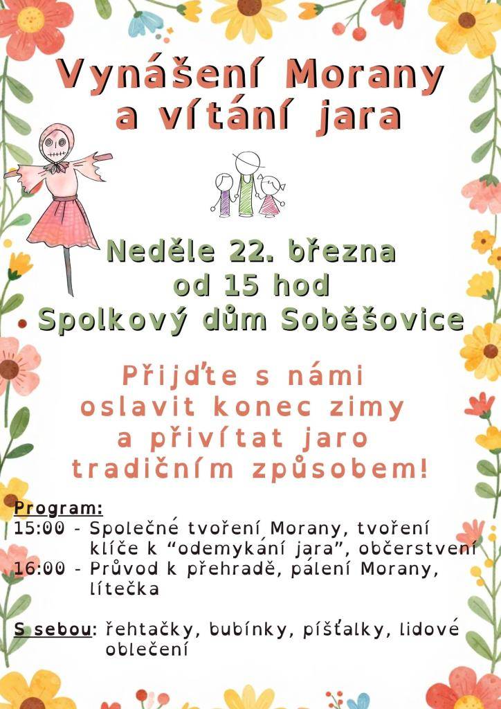 22.3.2026 od 15,00 hod., Spolkový dům