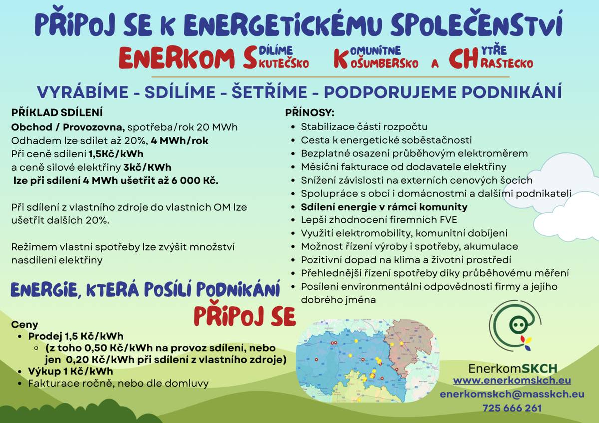MAS jako člen Enerkom SKCH, z.s. informuje o aktuální příležitosti zapojit se do sdílení energie v našem regionu
