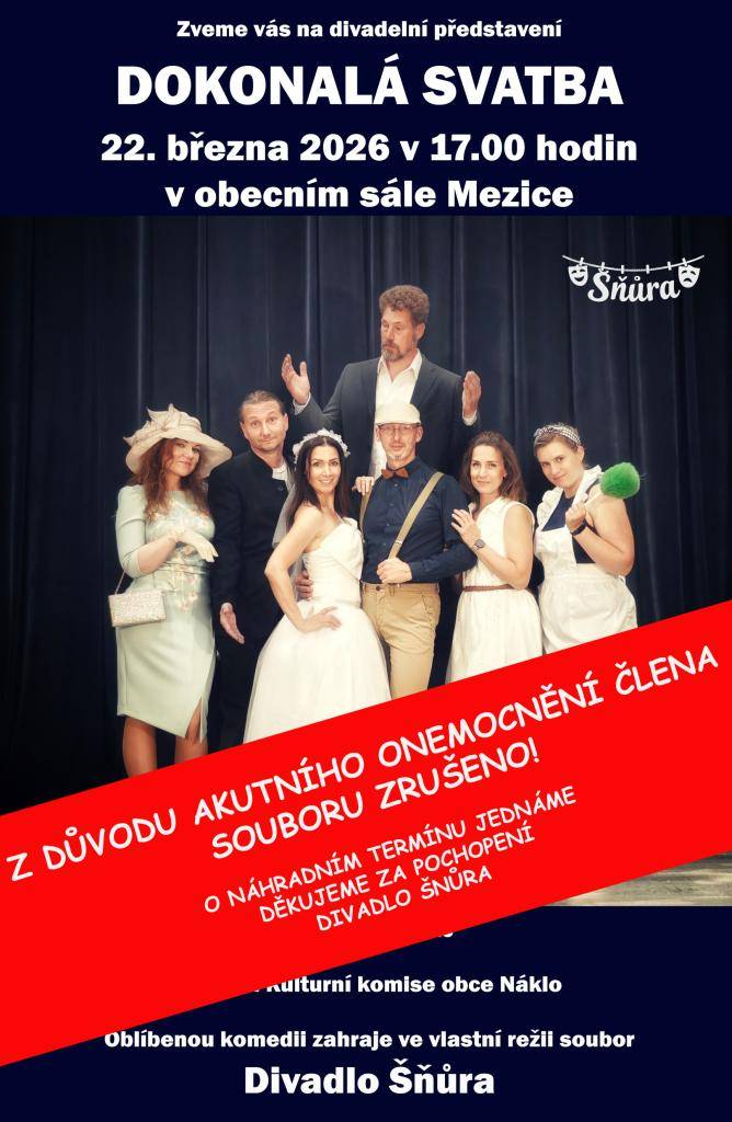 Z důvodu akutního onemocnění člena souboru je divadlo zrušeno!