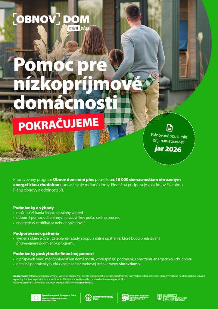 Pomoc pre nízkopríjmove domácnosti ... pokračujeme