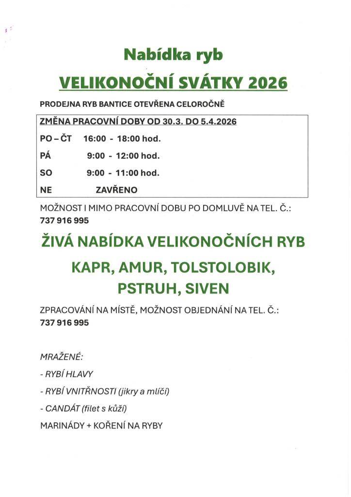 abídka ryb na velikonoční svátky