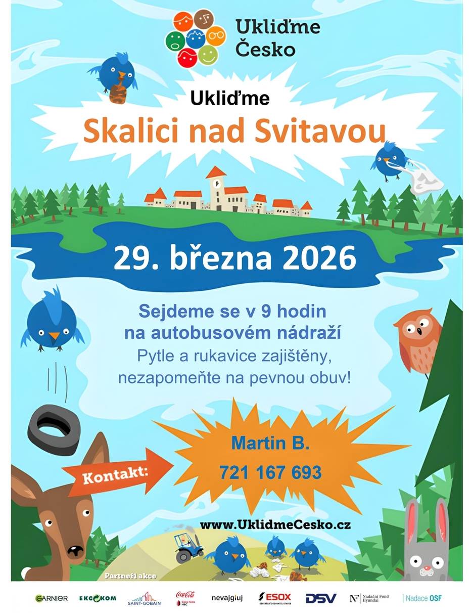 V rámci akce Ukliďme Česko si Vás dovolujeme pozvat v neděli 29.3.2026 ráno mezi dobrovolníky na úklid obce.