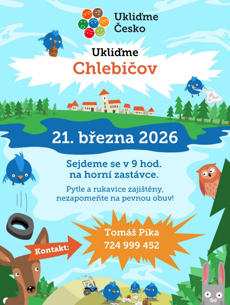 Celorepubliková akce Ukliďme Česko se bude konat v sobotu 21. 3. 2026 od 9. hod.