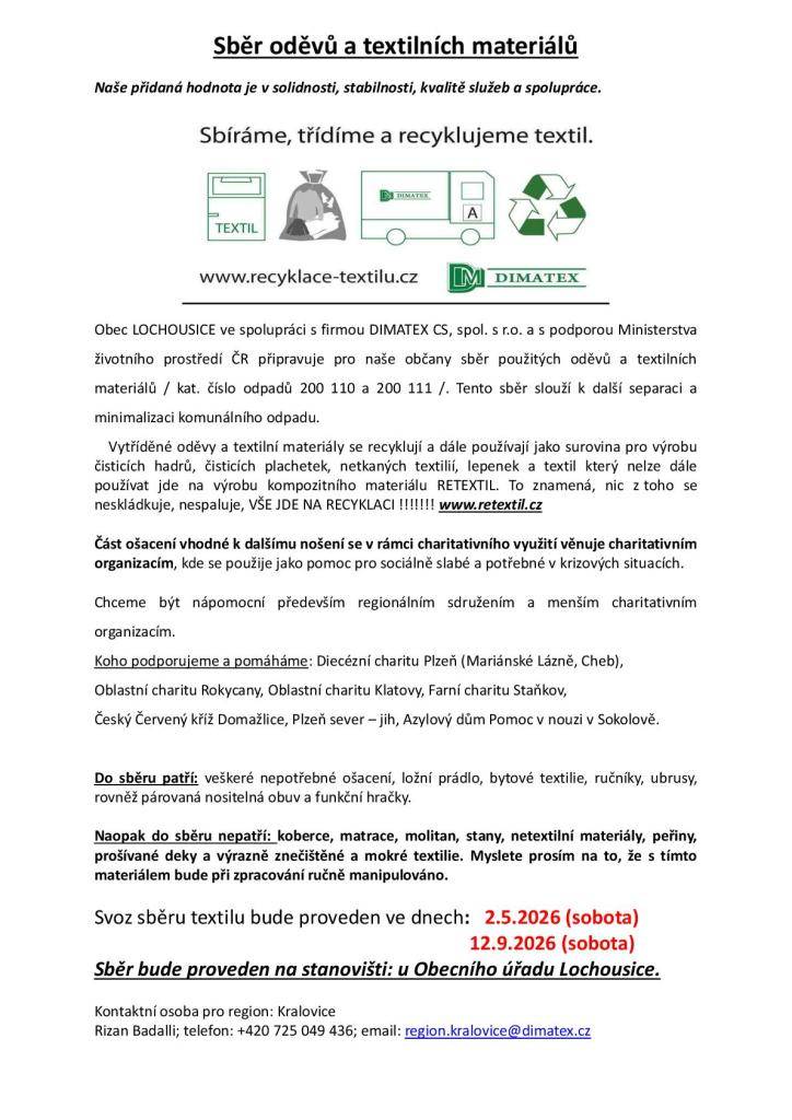 Pytlový sběr a svoz textilních materiálů