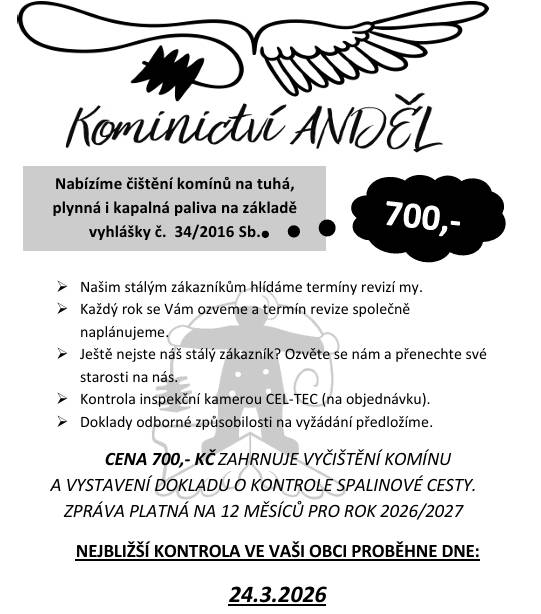 Nabízíme čištění komínů na tuhá,   plynná i kapalná paliva na základě   vyhlášky č.  34/2016 Sb.