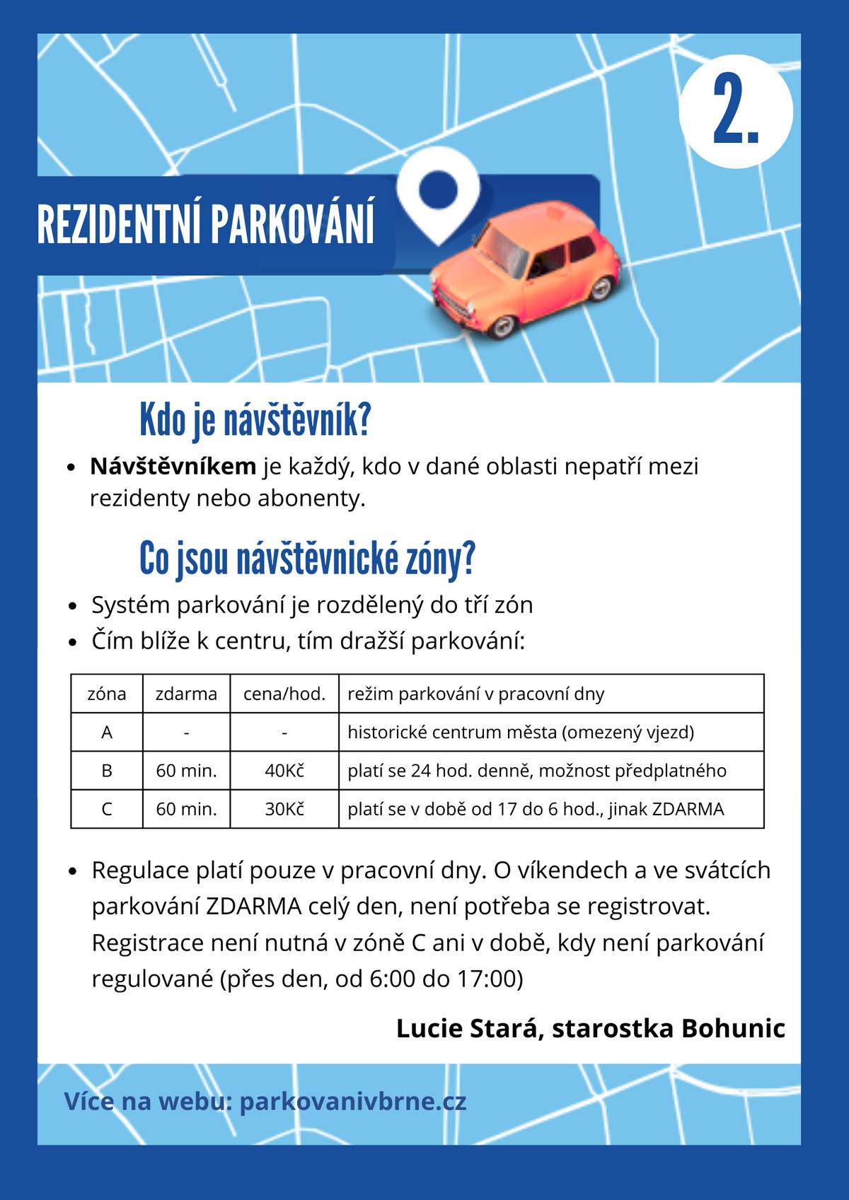 Další díl informací o rezidentním parkování - tentokrát o návštěvnických zónách 😀