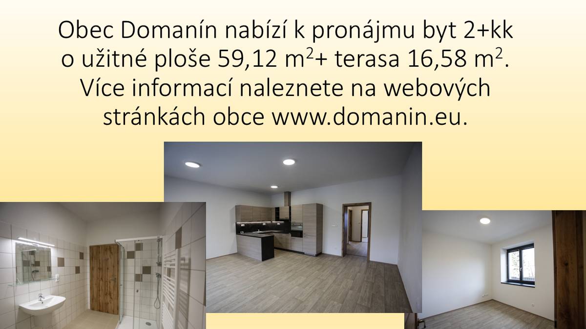 Obec Domanín - nabídka bytu k pronájmu