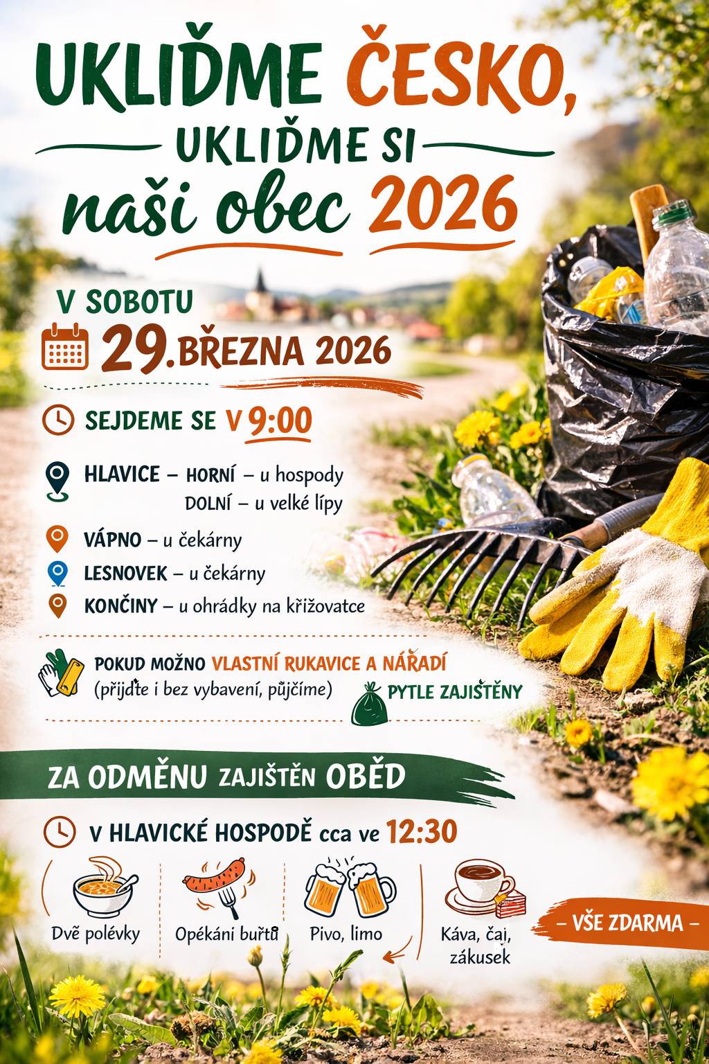 Pojďme si společně jako každé jaro uklidit tu naši malebnou obec.