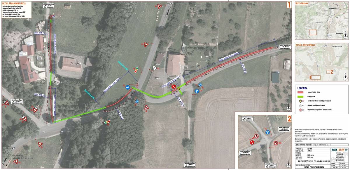 Městský úřad Otrokovice, odbor dopravně-správní, oddělení silničního hospodářství     s t a n o v í      přechodnou úpravu provozu na pozemních komunikacích v k.ú. Halenkovice, v rozsahu dopravních značek a zařízení dle přiložené situace, z důvodu zajištění bezpečnosti silničního provozu při provádění uložení nového zemního kabelového vedení NN,  v rámci stavby: "HALENKOVICE, KOVÁŘ PČ. 896-96,   KABEL NN".      Přechodná úprava provozu na pozemních komunikacích bude v termínu  od vhodných klimatických podmínek max. do 30.04.2026 (realizace max. 2 měsíce v termínu). Stavba začala dnem 16. 3. 2026.            Z úřední desky  2/2026 Městský úřad Otrokovice – Dopravně-správní – Veřejná vyhláška – Opatření obecné povahy – Stanovení přechodné úpravy provozu na pozemních komunikacích