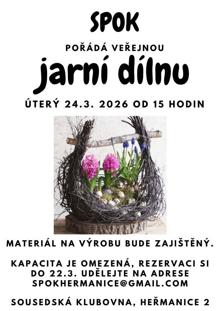 Přijďte si v úterý 24. 3. 2026 vyrobit jarní dekoraci.